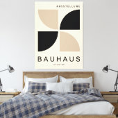 Bauhaus Beige Black Geometric Quarter Circle キャンバスプリント (インサイチュ (寝室))