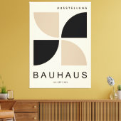 Bauhaus Beige Black Geometric Quarter Circle キャンバスプリント (インサイチュ (リビング))