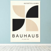 Bauhaus Beige Black Geometric Quarter Circle キャンバスプリント (インサイチュ (ウッドフロア))