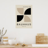 Bauhaus Beige Black Geometric Quarter Circle ポスター (キッチン)