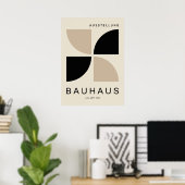 Bauhaus Beige Black Geometric Quarter Circle ポスター (ホームオフィス)