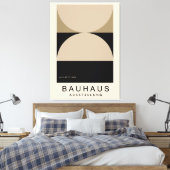 Bauhaus Beige Black Half Circle Modern Art Print キャンバスプリント (インサイチュ (寝室))