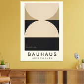 Bauhaus Beige Black Half Circle Modern Art Print キャンバスプリント (インサイチュ (リビング))