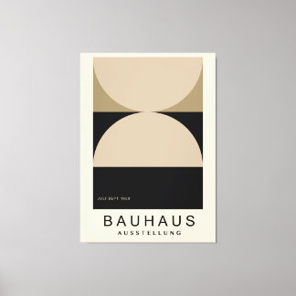 Bauhaus Beige Black Half Circle Modern Art Print キャンバスプリント