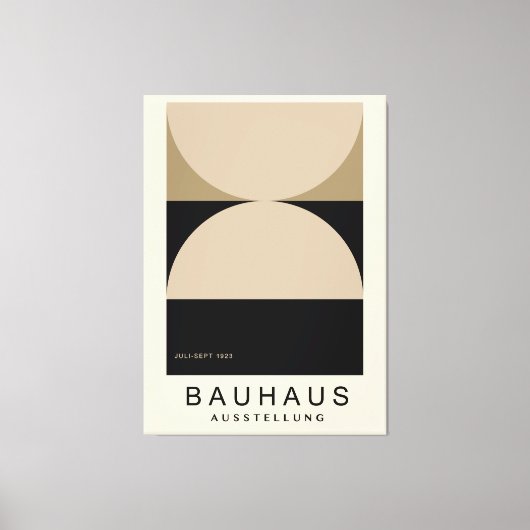 Bauhaus Beige Black Half Circle Modern Art Print キャンバスプリント (正面)