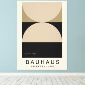 Bauhaus Beige Black Half Circle Modern Art Print キャンバスプリント (インサイチュ (ウッドフロア))