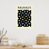 Bauhaus Black Geometric Grid Art Print 1919 ポスター (キッチン)