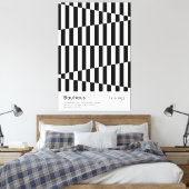 Bauhaus Black White Stripe Grid Art Print キャンバスプリント (インサイチュ (寝室))