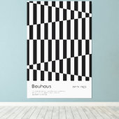 Bauhaus Black White Stripe Grid Art Print キャンバスプリント (インサイチュ (ウッドフロア))