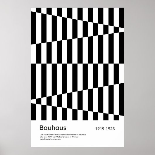 Bauhaus Black White Stripe Grid Art Print ポスター (正面)
