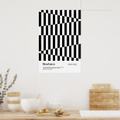 Bauhaus Black White Stripe Grid Art Print ポスター (キッチン)