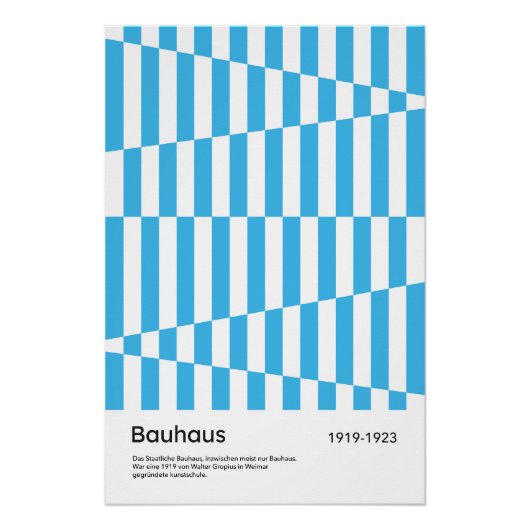 Bauhaus Blue Stripe Geometric Art Print 1923 ポスター (正面)