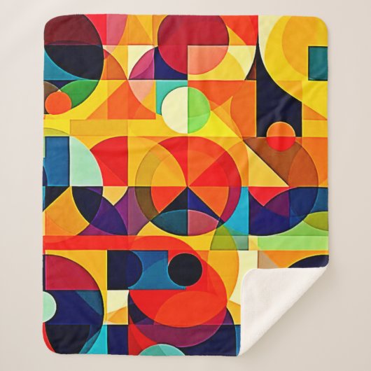 Bauhaus Color Geometry Design シェルパブランケット (正面)