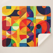 Bauhaus Color Geometry Design シェルパブランケット (正面(横))