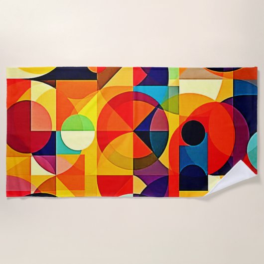 Bauhaus Color Geometry Design ビーチタオル (正面)