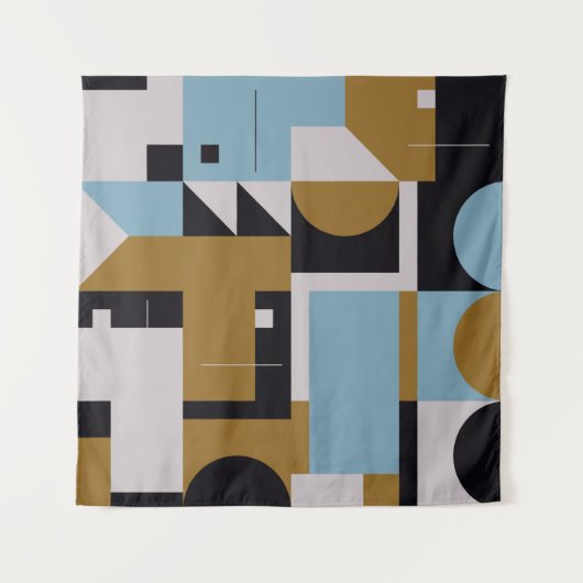 Bauhaus composition artwork made with abstract ele タペストリー (正面)