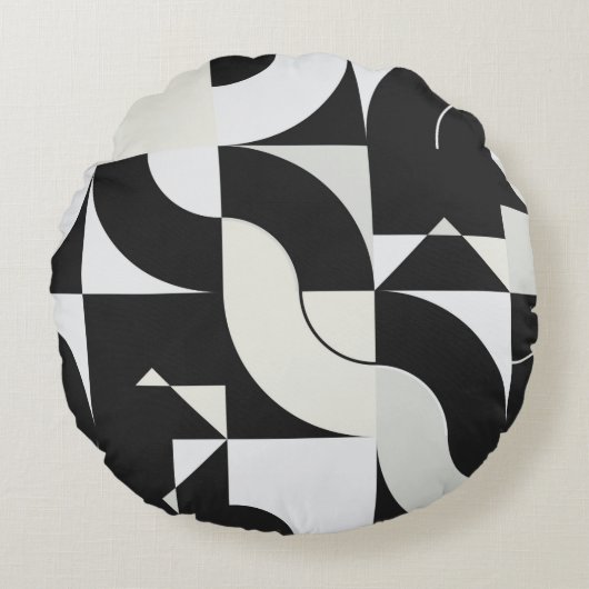 Bauhaus composition artwork made with abstract ele ラウンドクッション (正面)