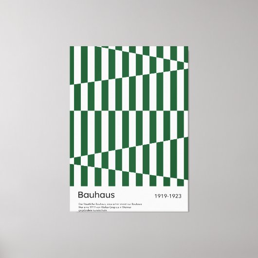 Bauhaus Dark Green Stripe Grid Art Print 1923 キャンバスプリント (正面)