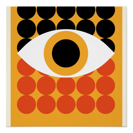 Bauhaus Eye Geometric Art Print Orange 1919 ポスター (正面)