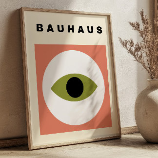 Bauhaus Eye Illustration Mid Century Modern Retro ポスター