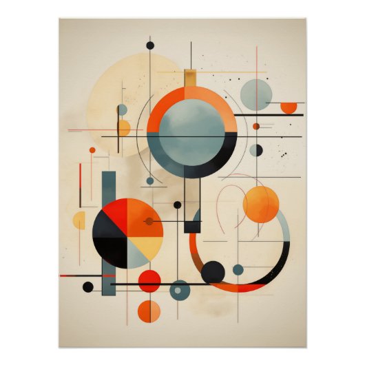 Bauhaus Geometric Abstract Composition ポスター (正面)