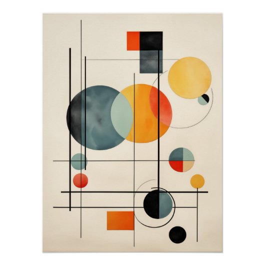 Bauhaus Geometric Abstract Composition ポスター (正面)