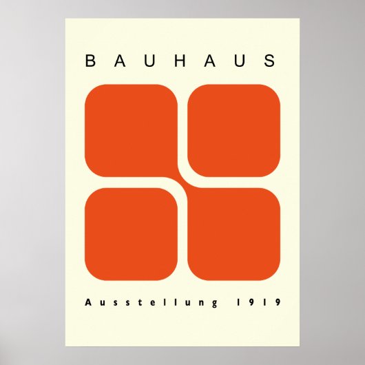 Bauhaus Geometric Poster Orange Retro Print ポスター (正面)