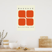 Bauhaus Geometric Poster Orange Retro Print ポスター (キッチン)