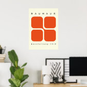Bauhaus Geometric Poster Orange Retro Print ポスター (ホームオフィス)