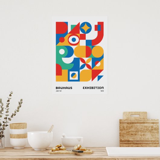 Bauhaus Geometric Wall Art Bold Colors ポスター (キッチン)