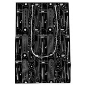 Bauhaus geometry-black and white -minimal  ミディアムペーパーバッグ (裏面)