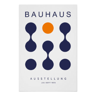 Bauhaus Navy Orange Circle Grid Art Print 1923 ポスター