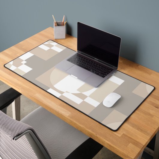 Bauhaus Neutral Geometric Circle Abstract Art デスクマット (オフィス2)