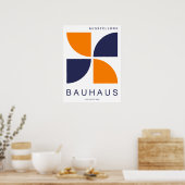 Bauhaus Orange Navy Geometric Quarter Circle ポスター (キッチン)
