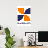 Bauhaus Orange Navy Geometric Quarter Circle ポスター (ホームオフィス)