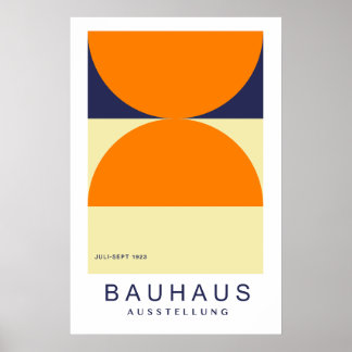 Bauhaus Orange Navy Half Circle Bold Art Print ポスター