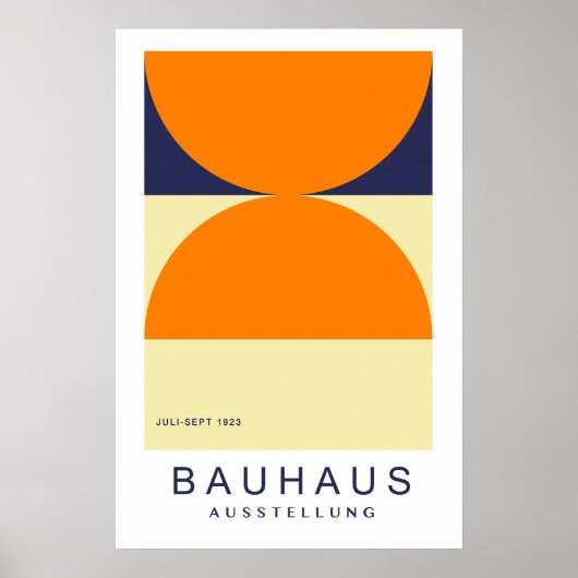 Bauhaus Orange Navy Half Circle Bold Art Print ポスター (正面)