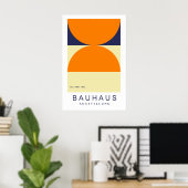 Bauhaus Orange Navy Half Circle Bold Art Print ポスター (ホームオフィス)
