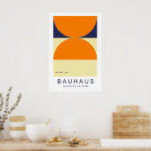 Bauhaus Orange Navy Half Circle Bold Art Print ポスター (キッチン)