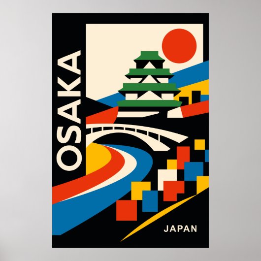 Bauhaus Osaka Japan Travel Poster Bold Geometric ポスター (正面)