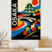 Bauhaus Osaka Japan Travel Poster Bold Geometric ポスター (キッチン)