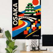 Bauhaus Osaka Japan Travel Poster Bold Geometric ポスター (ホームオフィス)