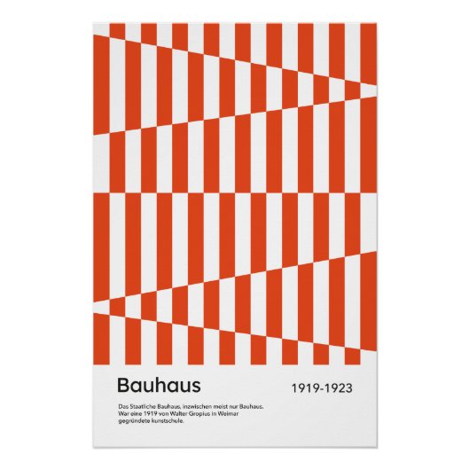Bauhaus Red Orange Stripe Geometric Art Print ポスター (正面)