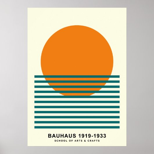 Bauhaus Sunset Stripes Poster Retro Wall Art ポスター (正面)