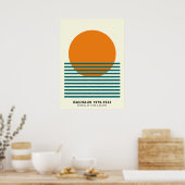 Bauhaus Sunset Stripes Poster Retro Wall Art ポスター (キッチン)