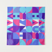 Bauhaus Synthwave #3 (pink-blue) —抽象芸術ポスター タペストリー (正面(横))