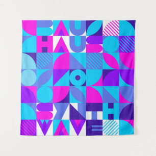 Bauhaus Synthwave #4 (pink-blue) —抽象芸術ポスター タペストリー