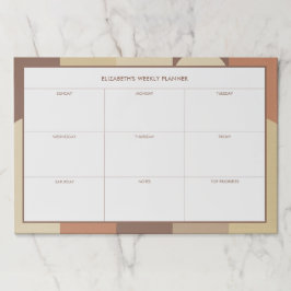 Bauhaus Terracotta Beige Abstract Weekly Desk ペーパーパッド