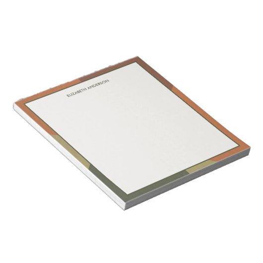 Bauhaus Terracotta Green Abstract Personalized ノートパッド (アングル)