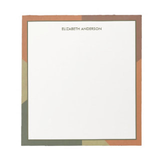 Bauhaus Terracotta Green Abstract Personalized ノートパッド
